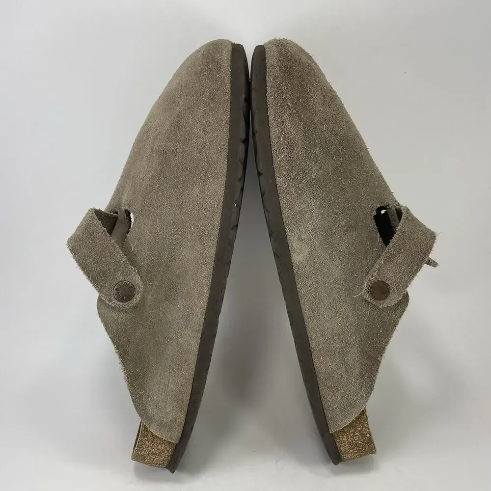 Birkenstock Boston Clogs Taupe Suede Slip On Buckle Sandals Mens 44 US Size 11